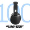 imageSkullcandy Hesh 360 Wireless OverEar Bluetooth Headphones Up to 100 Hours Battery Noise Isolating Fit FlatFolding Collapsible Design Microphone iPhone Android  True BlackTrue Black