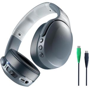 imageSkullcandy Crusher Evo Wireless Bluetooth Headphones with Extra USBC Charging Cable MultiSensory Bass Noise Isolating OverEar Fit 40 Hours Battery Microphone for iPhone Android  True BlackChill Grey