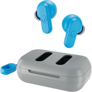 imageSkullcandy Dime 2 Wireless Earbuds Bluetooth Headphones Noise Isolating Fit Up to 12 Hours Battery Microphone for iPhone Android Easy Carry with Integrated Lanyard  True BlackLight GreyBlue