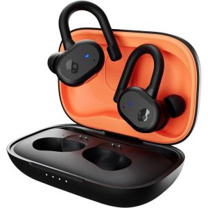 imageSkullcandy Push Active Wireless Earbuds Bluetooth Headphones Noise Isolating 44 Hrs Battery SecureFit OverEar Hanger Sweat and Water Resistant Microphone for iPhone Android  True BlackOrange