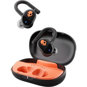 imageSkullcandy Push Play Active Wireless Earbuds Bluetooth Headphones Noise Isolating 34 Hrs Battery SecureFit OverEar Hanger Sweat Water Resistant Microphone for iPhone Android  BlackOrangeTrue BlackOrange