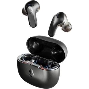 imageSkullcandy Rail ANC Wireless Earbuds Bluetooth Headphones Active Noise Cancelling Up to 38 Hours Battery Microphone for iPhone Android Customizable via SkulliQ App  True BlackTrue Black